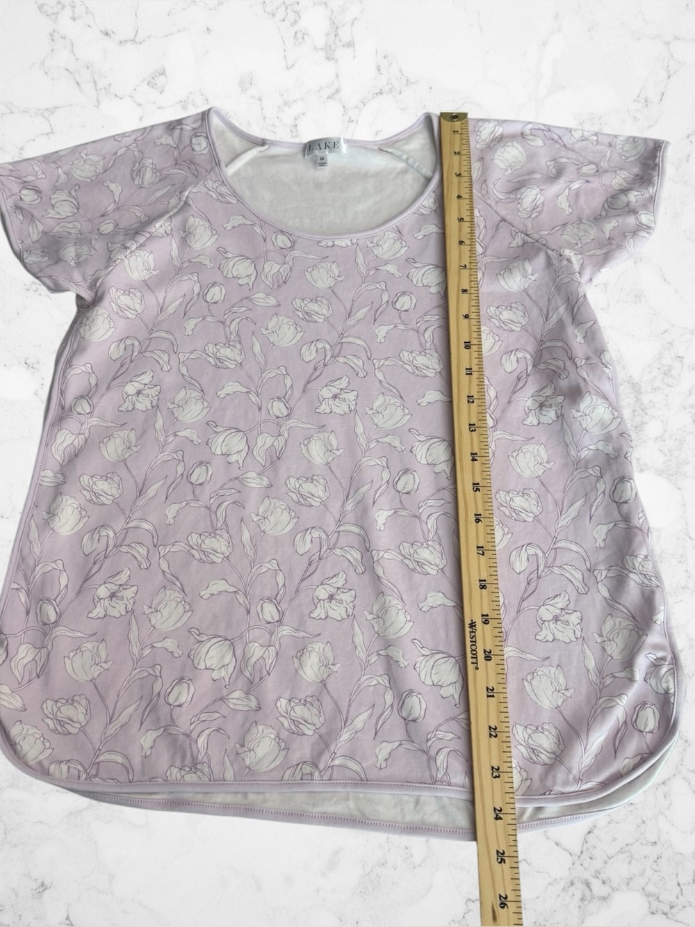 LAKE Pima Cotton Wildflower Vine Floral PJ Set Lavender M Pants Short Sleeve Top - Picture 6 of 16